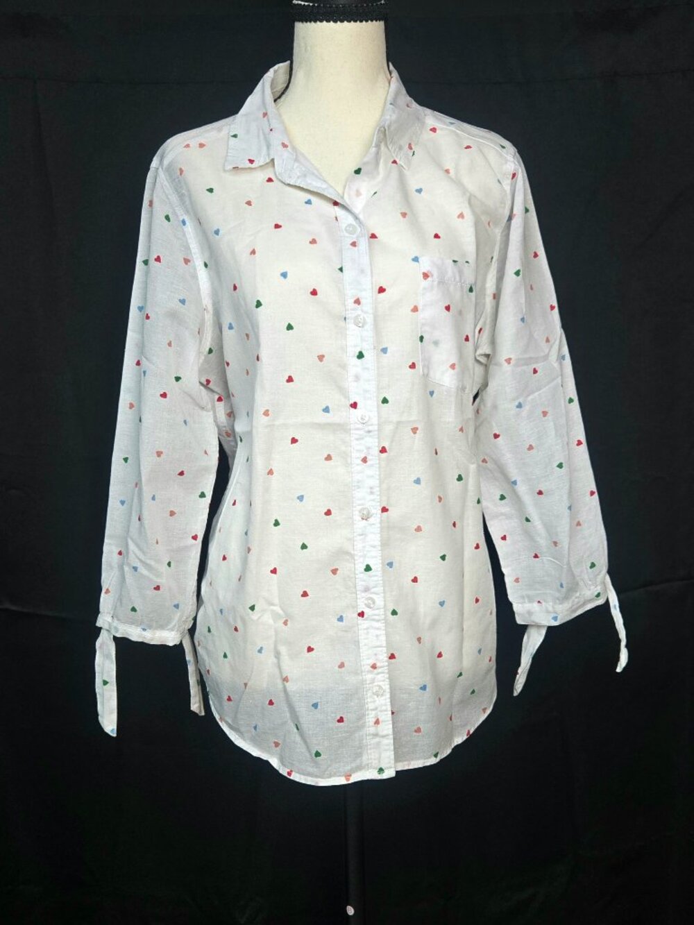 Abercrombie and Fitch White Multi Color Mini Hearts Romancecore Preppy L
